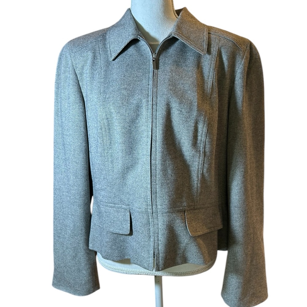 Talbots Tweed Stretch Fabric Zip Up Short Jacket